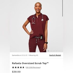 FIGS Burgundy Rafaela Oversized Scrub Top™
